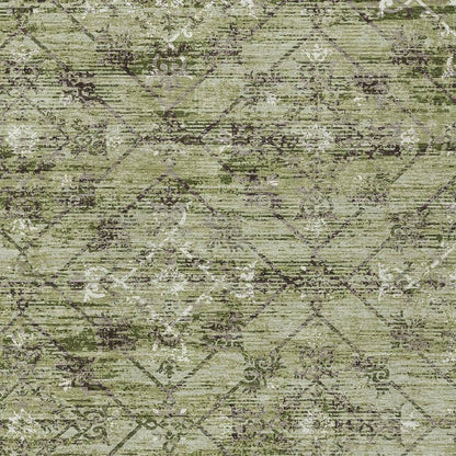 3' X 5' Fern Green And Brown Geometric Washable Indoor Outdoor Area Rug HomeRoots