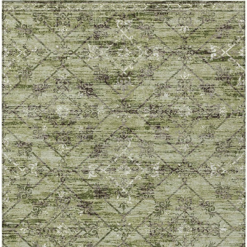 3' X 5' Fern Green And Brown Geometric Washable Indoor Outdoor Area Rug HomeRoots