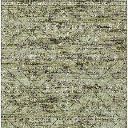 3' X 5' Fern Green And Brown Geometric Washable Indoor Outdoor Area Rug HomeRoots