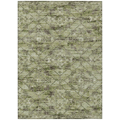 3' X 5' Fern Green And Brown Geometric Washable Indoor Outdoor Area Rug HomeRoots