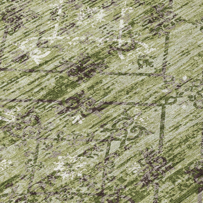 10' X 14' Fern Green And Brown Geometric Washable Indoor Outdoor Area Rug HomeRoots
