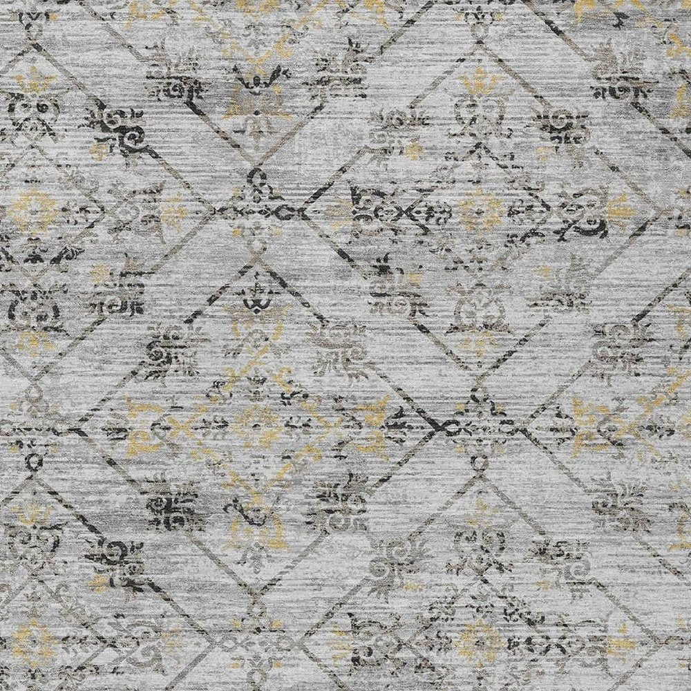 3' X 5' Silver And Ivory Geometric Washable Indoor Outdoor Area Rug — view 4