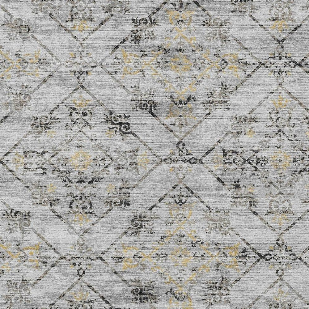 3' X 5' Silver And Ivory Geometric Washable Indoor Outdoor Area Rug HomeRoots