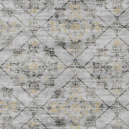 3' X 5' Silver And Ivory Geometric Washable Indoor Outdoor Area Rug HomeRoots