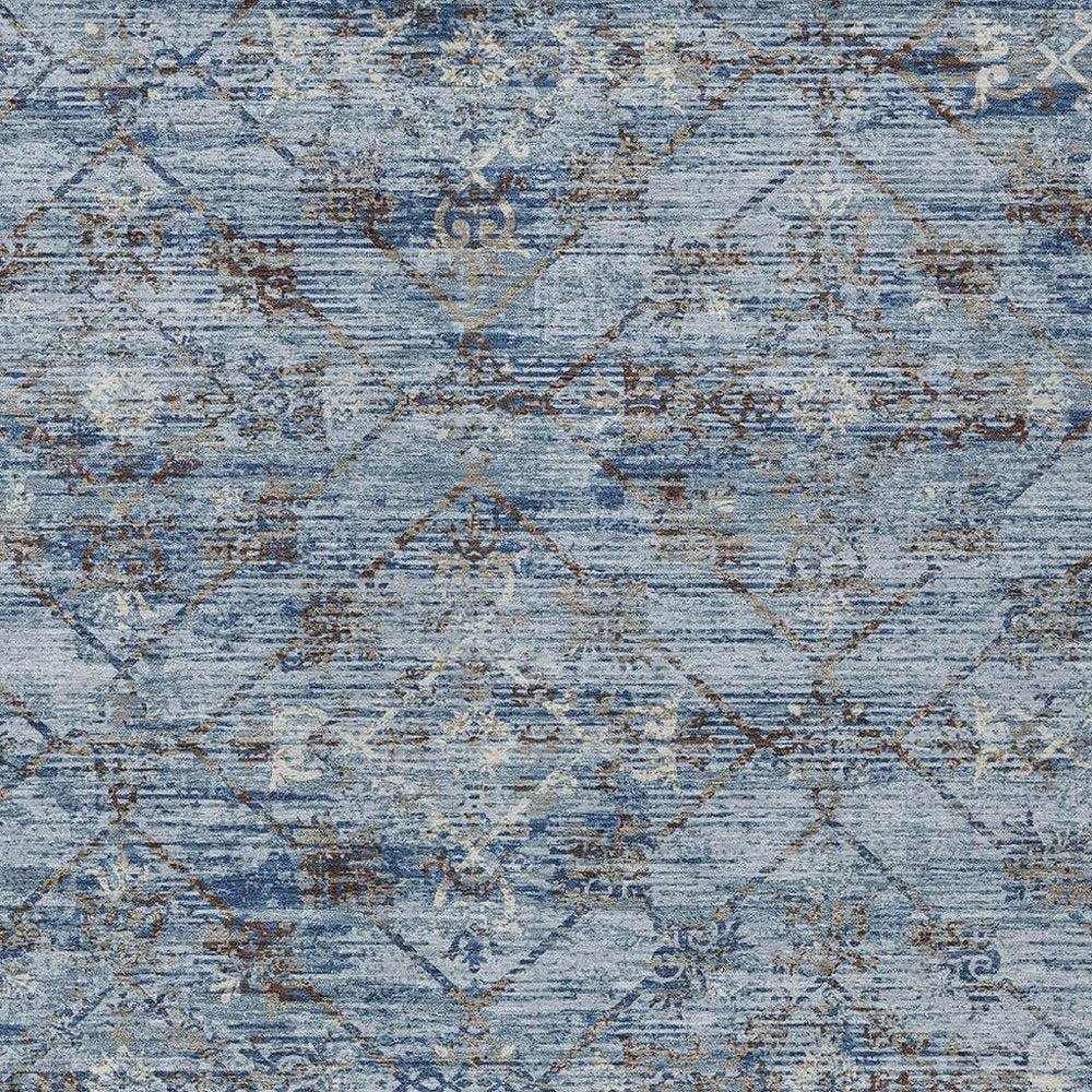 8' X 10' Sky Blue And Ivory Geometric Washable Indoor Outdoor Area Rug HomeRoots