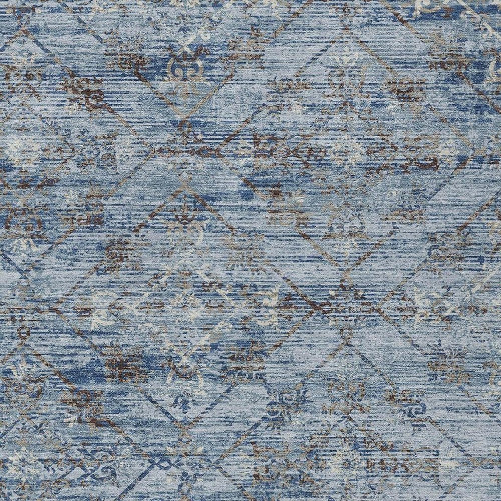 8' X 10' Sky Blue And Ivory Geometric Washable Indoor Outdoor Area Rug HomeRoots