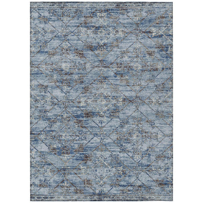 8' X 10' Sky Blue And Ivory Geometric Washable Indoor Outdoor Area Rug HomeRoots