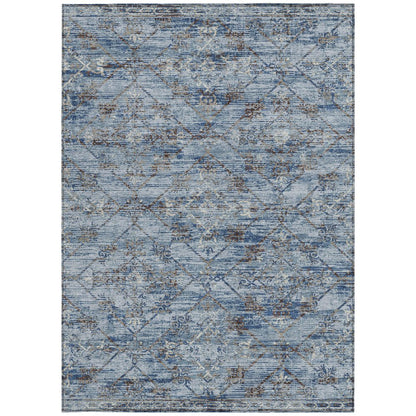 9' X 12' Sky Blue And Ivory Geometric Washable Indoor Outdoor Area Rug HomeRoots