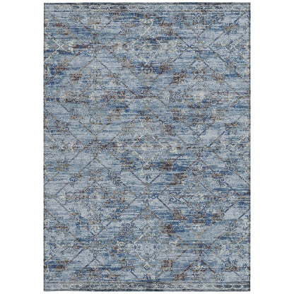 9' X 12' Sky Blue And Ivory Geometric Washable Indoor Outdoor Area Rug HomeRoots