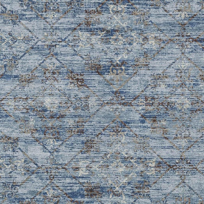 10' X 14' Sky Blue And Ivory Geometric Washable Indoor Outdoor Area Rug HomeRoots