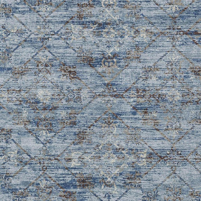 10' X 14' Sky Blue And Ivory Geometric Washable Indoor Outdoor Area Rug HomeRoots