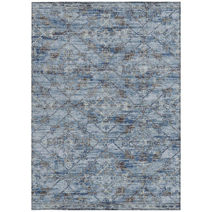 10' X 14' Sky Blue And Ivory Geometric Washable Indoor Outdoor Area Rug HomeRoots