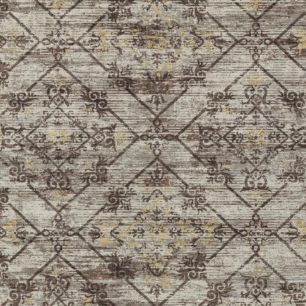 3' X 5' Taupe And Ivory Geometric Washable Indoor Outdoor Area Rug HomeRoots
