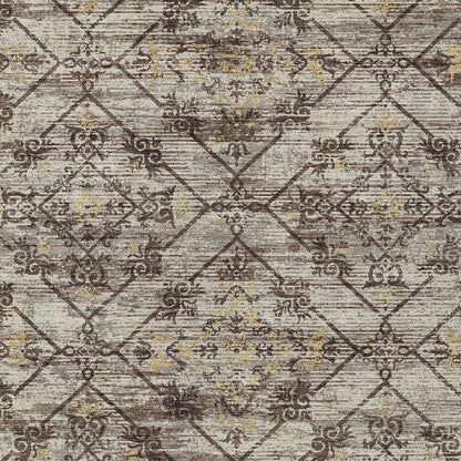 3' X 5' Taupe And Ivory Geometric Washable Indoor Outdoor Area Rug HomeRoots