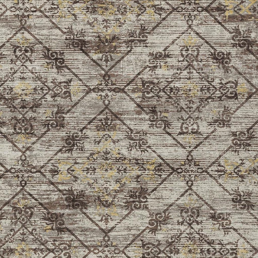 3' X 5' Taupe And Ivory Geometric Washable Indoor Outdoor Area Rug HomeRoots