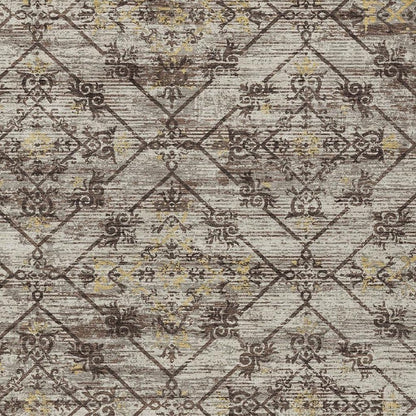 3' X 5' Taupe And Ivory Geometric Washable Indoor Outdoor Area Rug HomeRoots