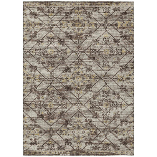 3' X 5' Taupe And Ivory Geometric Washable Indoor Outdoor Area Rug HomeRoots