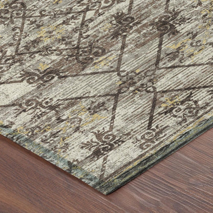 3' X 5' Taupe And Ivory Geometric Washable Indoor Outdoor Area Rug HomeRoots