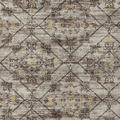 5' X 8' Taupe And Ivory Geometric Washable Indoor Outdoor Area Rug HomeRoots