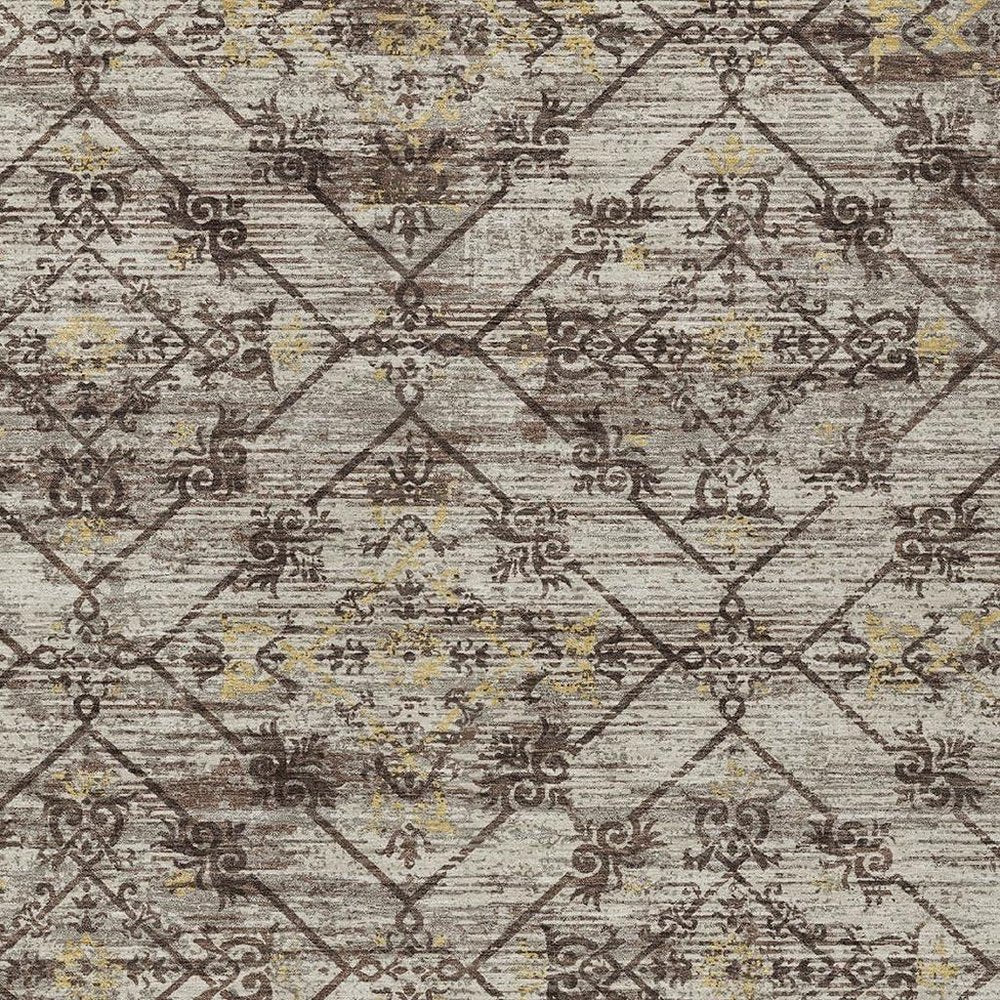 5' X 8' Taupe And Ivory Geometric Washable Indoor Outdoor Area Rug HomeRoots