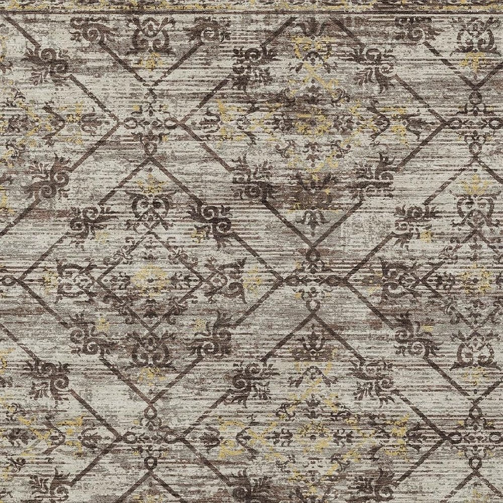 8' X 10' Taupe And Ivory Geometric Washable Indoor Outdoor Area Rug HomeRoots