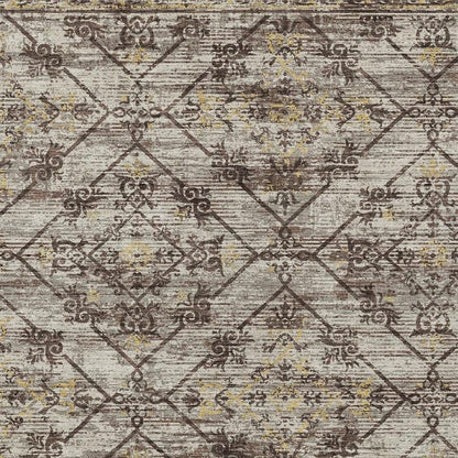 8' X 10' Taupe And Ivory Geometric Washable Indoor Outdoor Area Rug HomeRoots