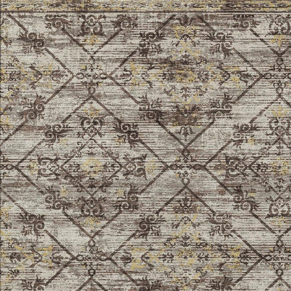 8' X 10' Taupe And Ivory Geometric Washable Indoor Outdoor Area Rug HomeRoots