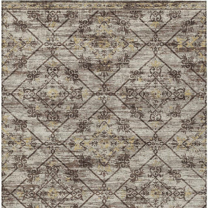 8' X 10' Taupe And Ivory Geometric Washable Indoor Outdoor Area Rug HomeRoots