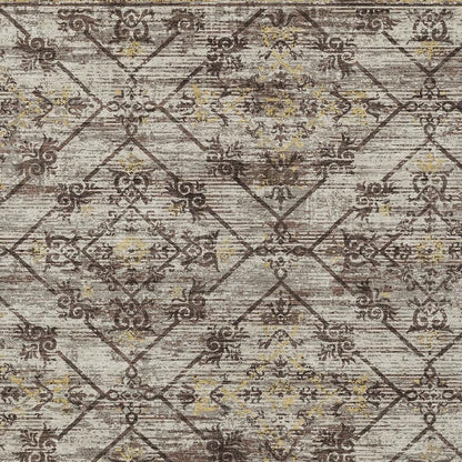 9' X 12' Taupe And Ivory Geometric Washable Indoor Outdoor Area Rug HomeRoots