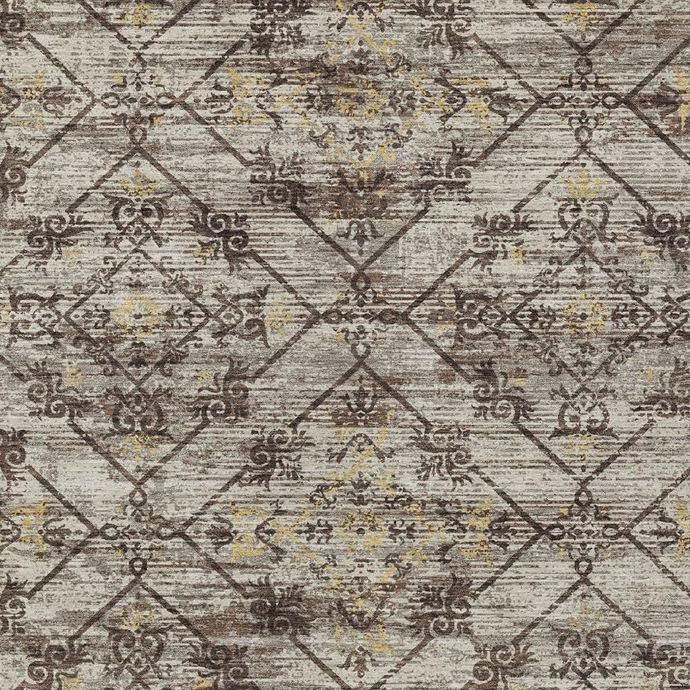 10' X 14' Taupe And Ivory Geometric Washable Indoor Outdoor Area Rug HomeRoots