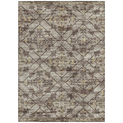 10' X 14' Taupe And Ivory Geometric Washable Indoor Outdoor Area Rug HomeRoots