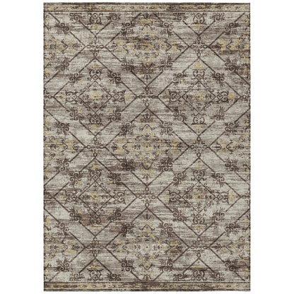 10' X 14' Taupe And Ivory Geometric Washable Indoor Outdoor Area Rug HomeRoots