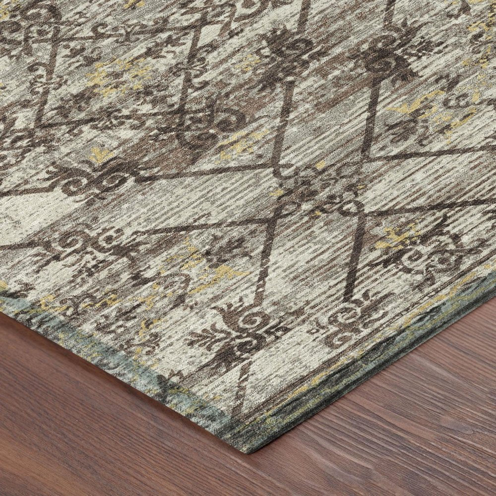 10' X 14' Taupe And Ivory Geometric Washable Indoor Outdoor Area Rug HomeRoots