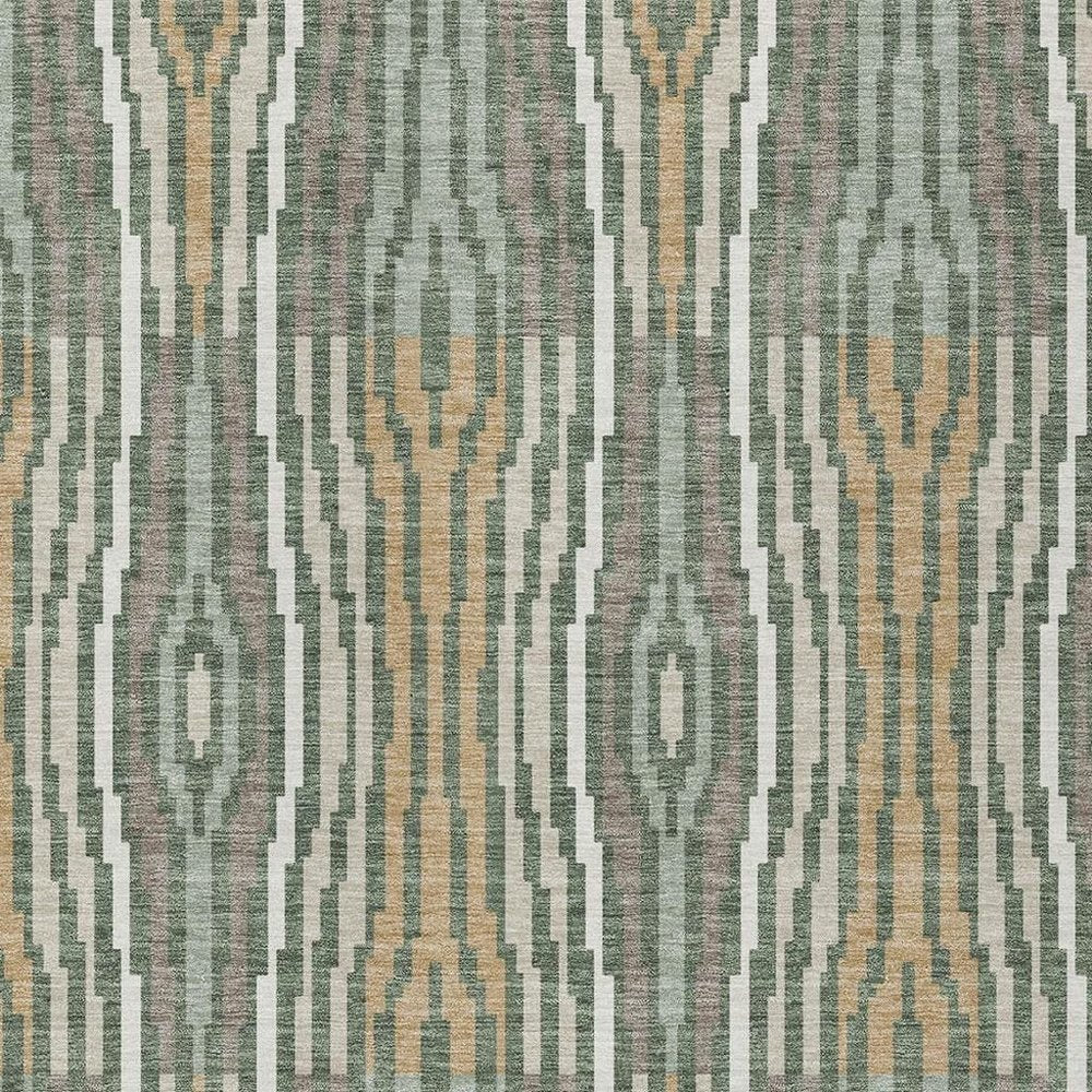 3' X 5' Green And Ivory Geometric Washable Indoor Outdoor Area Rug HomeRoots