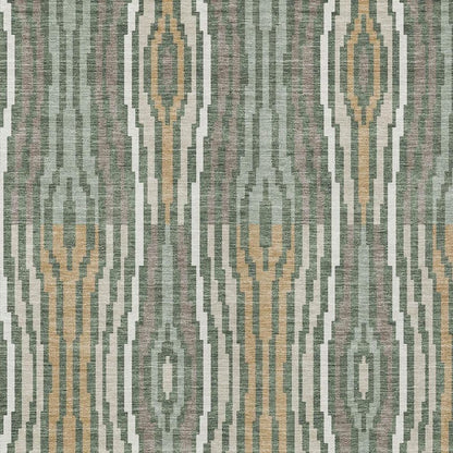 3' X 5' Green And Ivory Geometric Washable Indoor Outdoor Area Rug HomeRoots