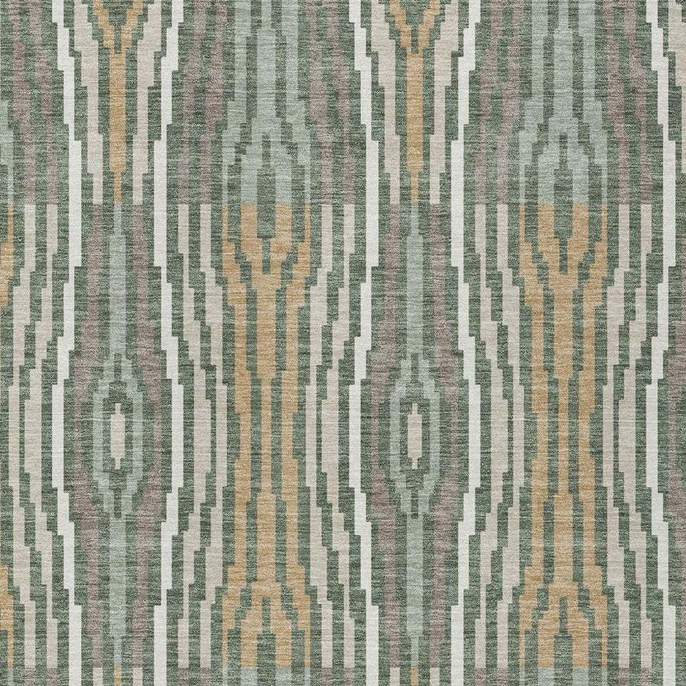 5' X 8' Green And Ivory Abstract Washable Indoor Outdoor Area Rug HomeRoots