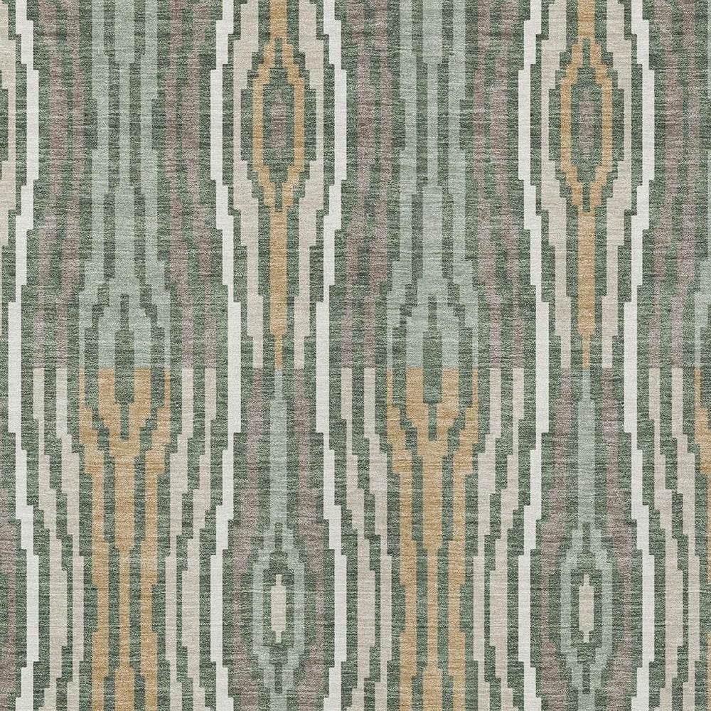 5' X 8' Green And Ivory Abstract Washable Indoor Outdoor Area Rug HomeRoots