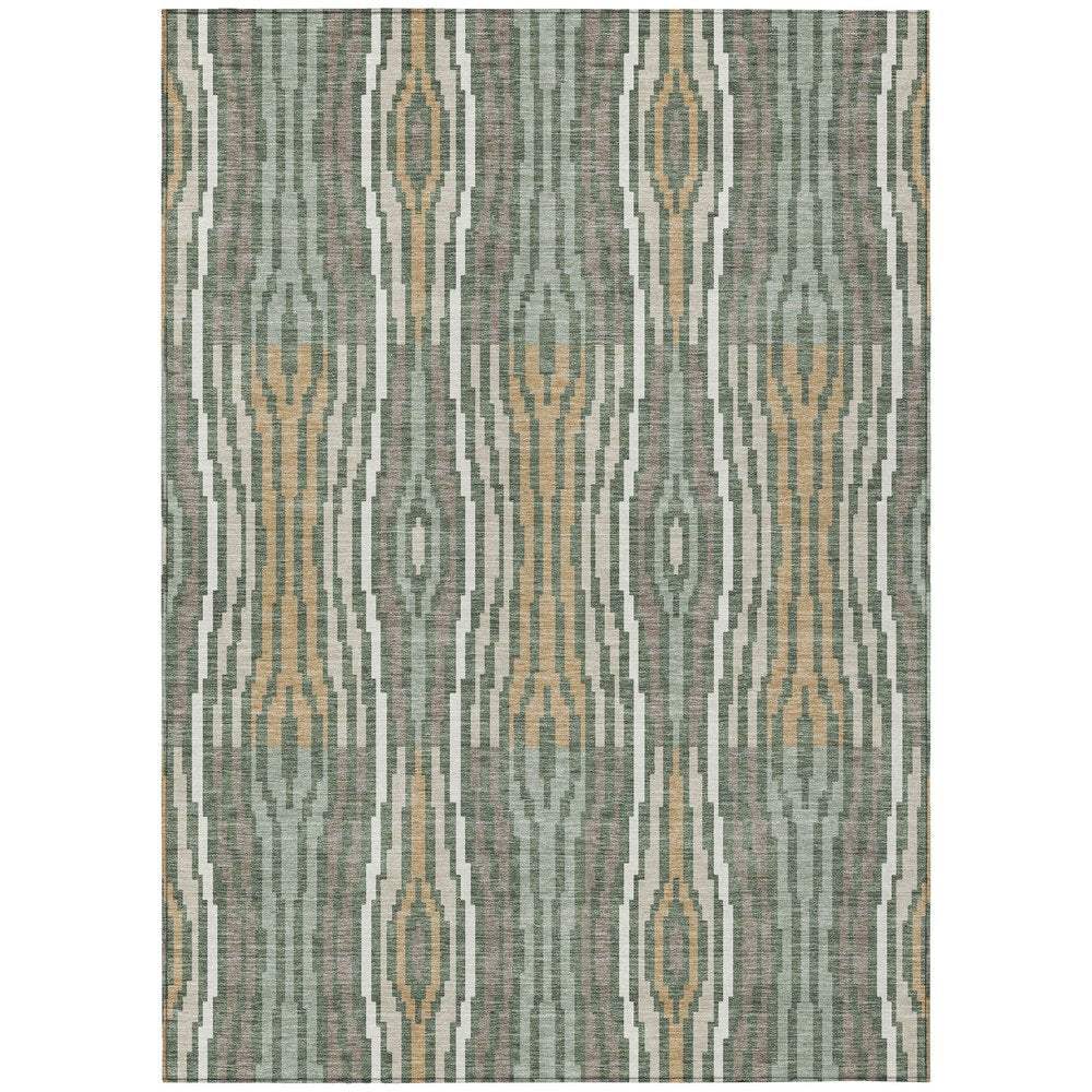 5' X 8' Green And Ivory Abstract Washable Indoor Outdoor Area Rug HomeRoots