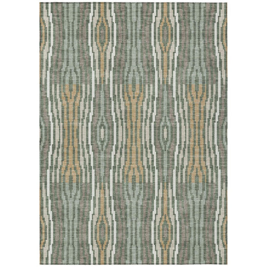 5' X 8' Green And Ivory Abstract Washable Indoor Outdoor Area Rug HomeRoots