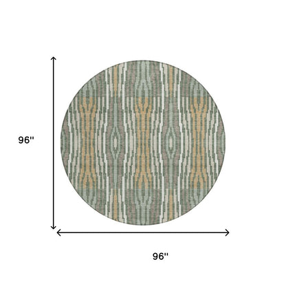 8' Green And Ivory Round Abstract Washable Indoor Outdoor Area Rug HomeRoots