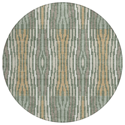 8' Green And Ivory Round Abstract Washable Indoor Outdoor Area Rug HomeRoots