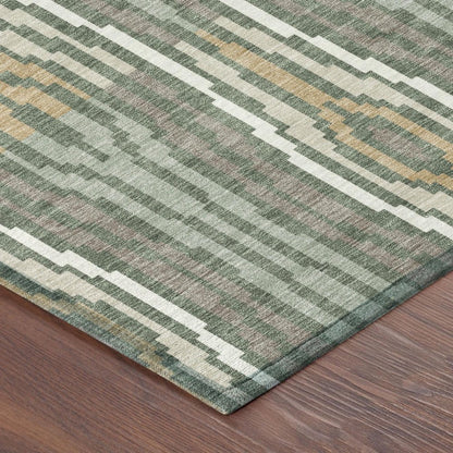 8' Green And Ivory Round Abstract Washable Indoor Outdoor Area Rug HomeRoots