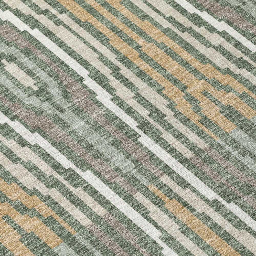 8' Green And Ivory Round Abstract Washable Indoor Outdoor Area Rug HomeRoots