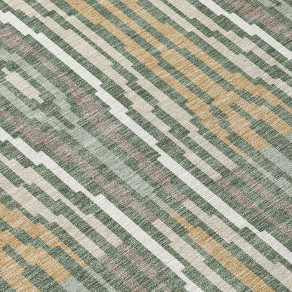 8' Green And Ivory Round Abstract Washable Indoor Outdoor Area Rug HomeRoots