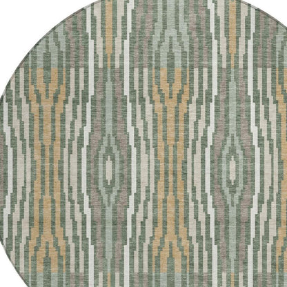 8' Green And Ivory Round Abstract Washable Indoor Outdoor Area Rug HomeRoots