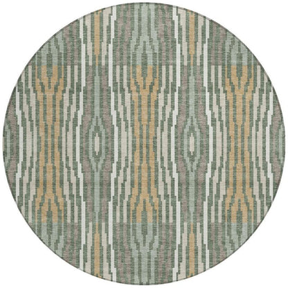 8' Green And Ivory Round Abstract Washable Indoor Outdoor Area Rug HomeRoots