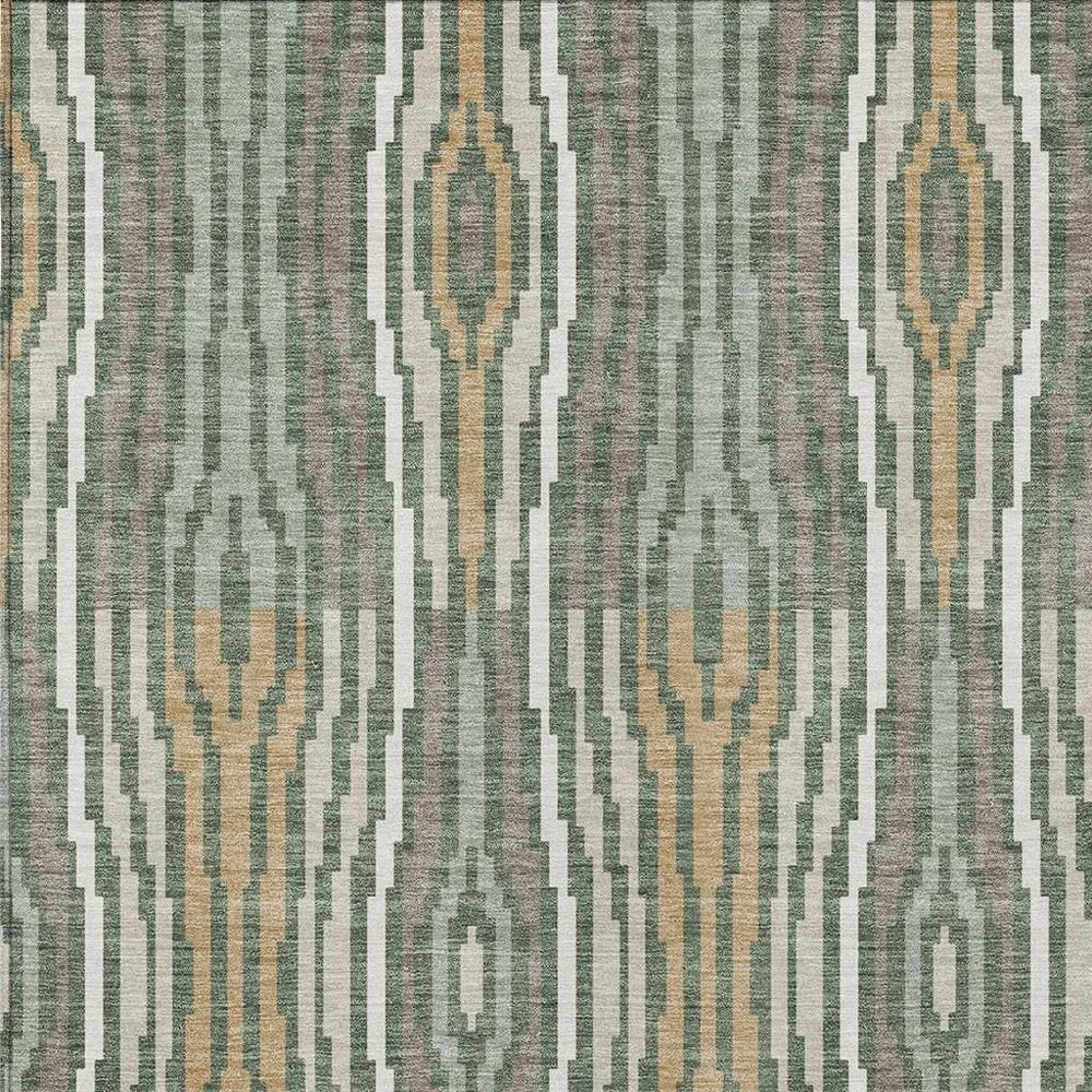 8' X 10' Green And Ivory Abstract Washable Indoor Outdoor Area Rug HomeRoots