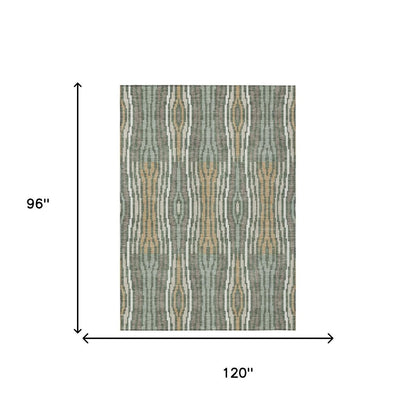8' X 10' Green And Ivory Abstract Washable Indoor Outdoor Area Rug HomeRoots