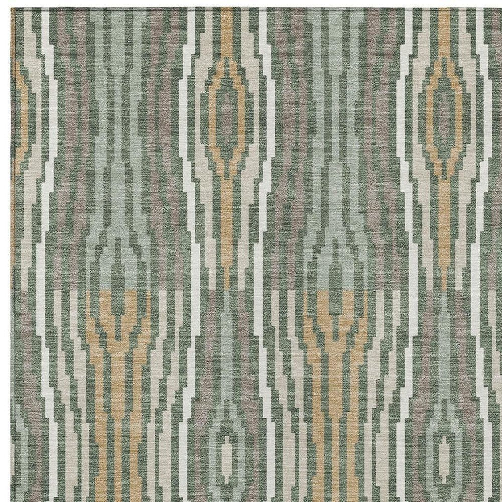 8' X 10' Green And Ivory Abstract Washable Indoor Outdoor Area Rug HomeRoots