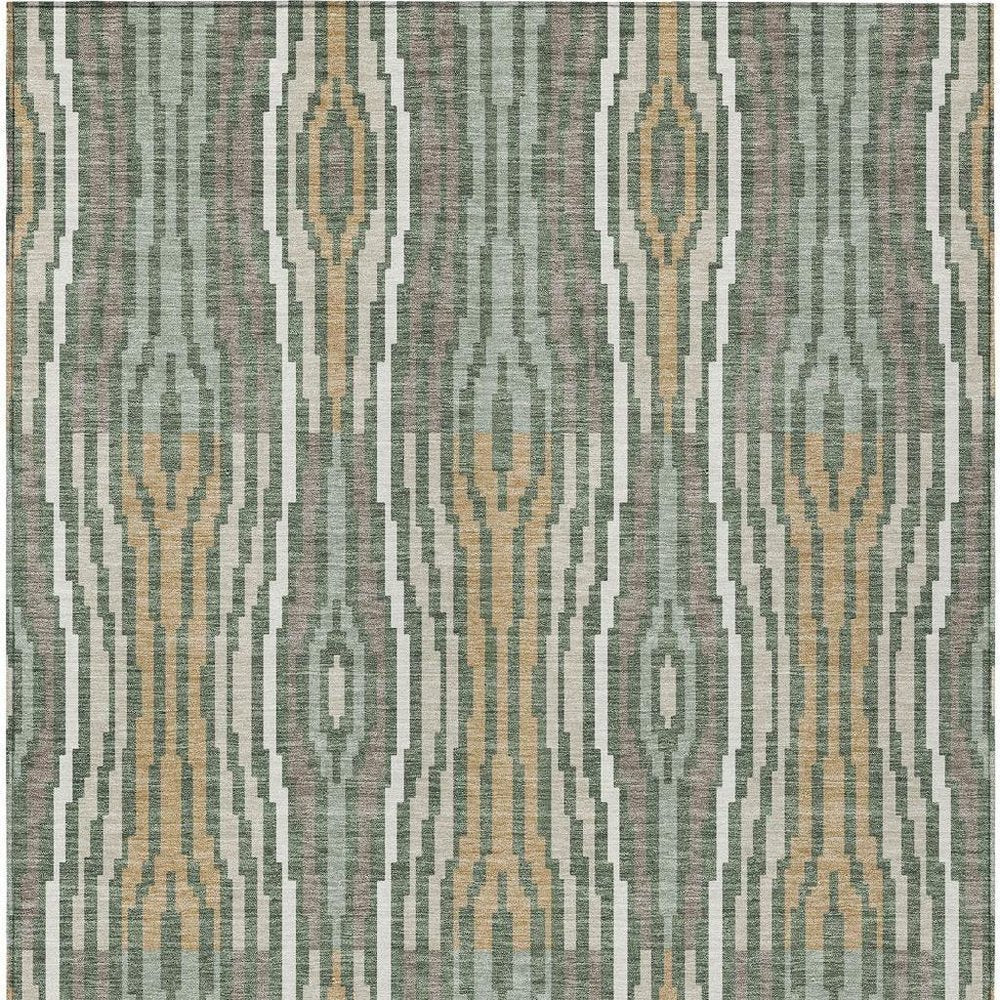 8' X 10' Green And Ivory Abstract Washable Indoor Outdoor Area Rug HomeRoots
